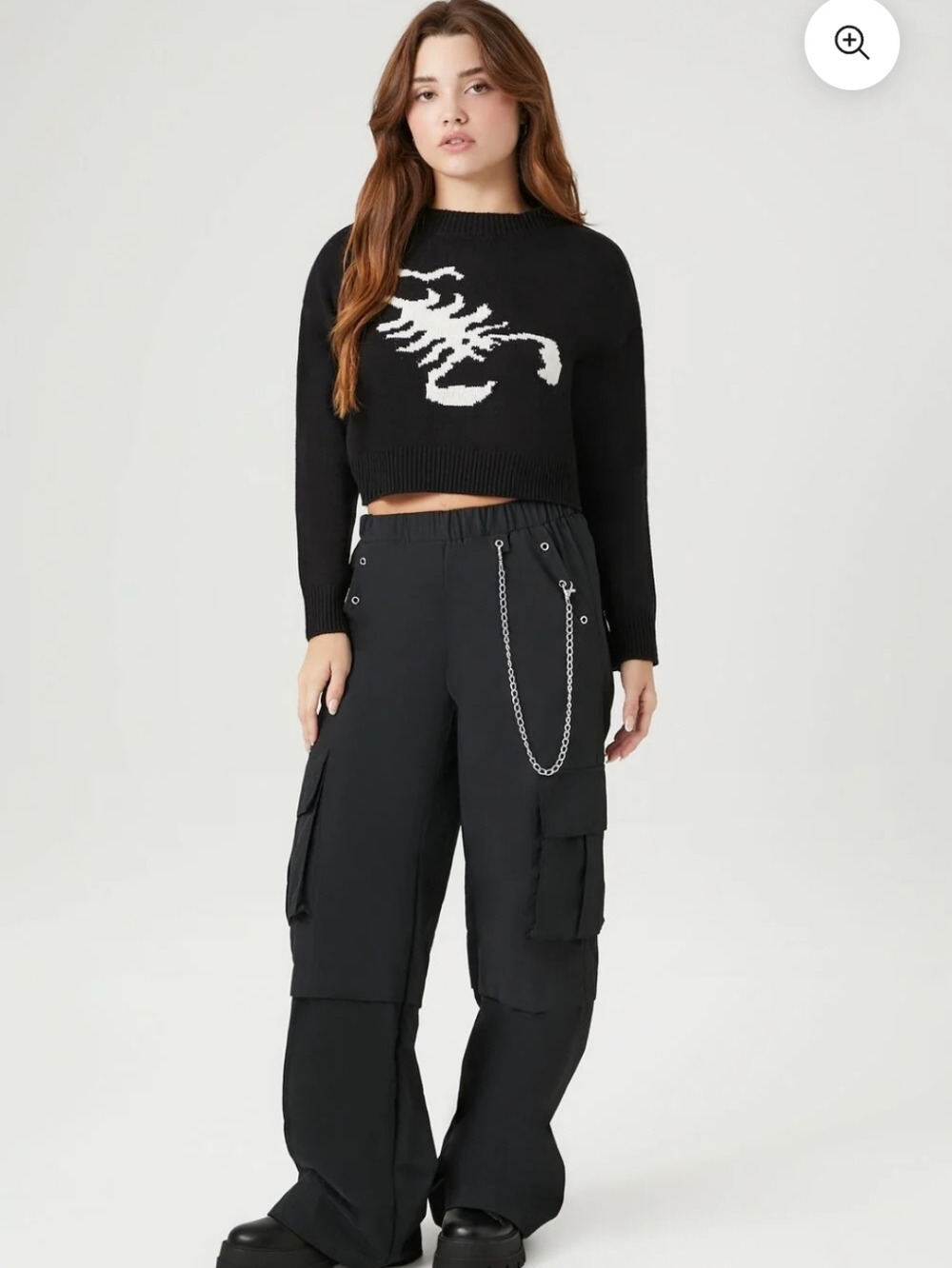 NWT Forever21 Knit Scorpion Cropped Sweater- Black - Picture 11 of 11
